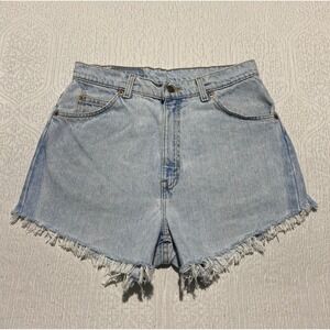 Vintage Y2K Levis Orange Tab Cutoff Jean Shorts Frayed Size‎ 30×3.5 Light Wash